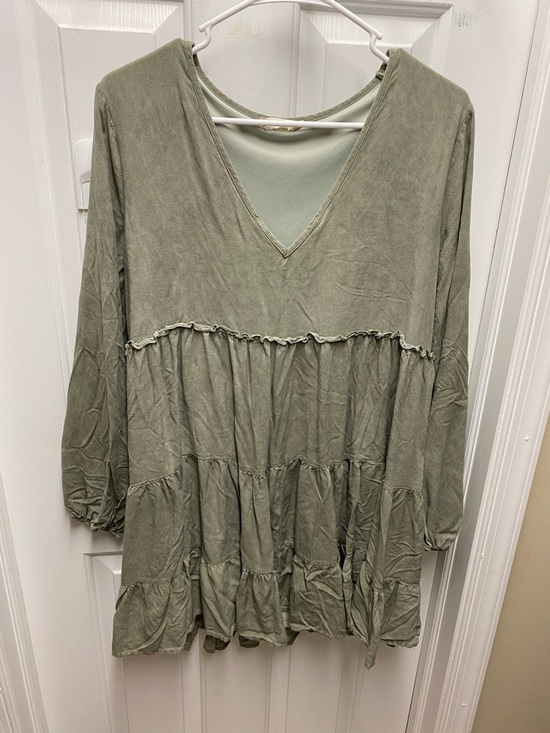 Altar'd State Dresses & Skirts - Altard State Sage Green V-Neck Tiered Tunic